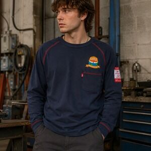 Portwest Bizflame FR Shirt Mens XL Navy Blue Flame Resistant ARC 2 Long Sleeve